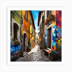 Colorful Street In Italy Art Print