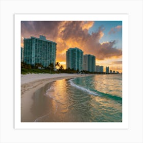 Sunset In Miami Beach 1 Art Print