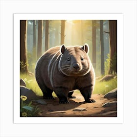 Furry Wombat Art Print