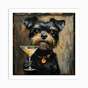 Terrier With Martini 2 Art Print