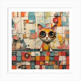 Cat With Glasses 1 Art Print