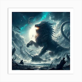 Lion In The Night Art Print