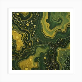 olive gold abstract wave art 17 Art Print