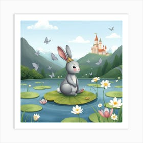 Rabbit In A Pond Art Print