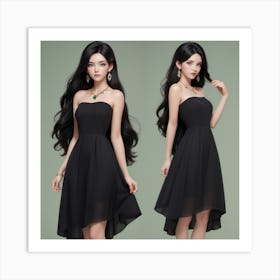 Two Women In Black Dresses Art Print