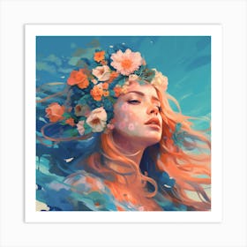 Floral Girl Art Print