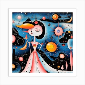 Woman In Space Art Print