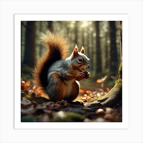 Squirrel In The Forest 326 Art Print