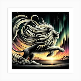 Lion At Night Art Print