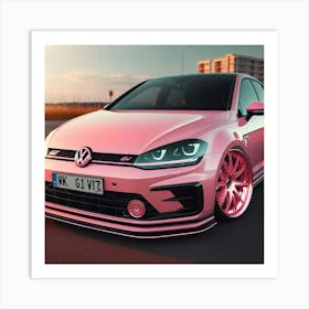 Pink Volkswagen Golf R Art Print