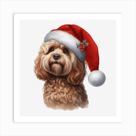 Poodle Santa Hat Poster