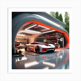 Futuristic Car Garage Art Print