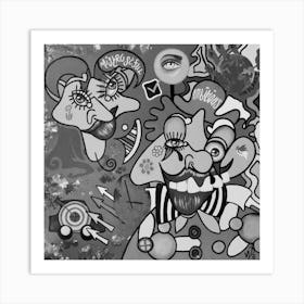 Abstract Figurative / Black & White / Zodiac Sign Capricorn / 40x40cm Art Print