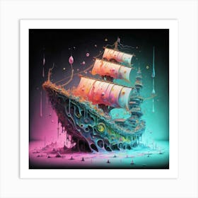 The ship is in neon colors Art Print