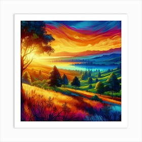 Sunset Landscape Painting 1 Art Print