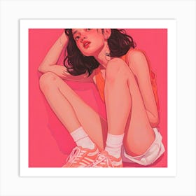 Girl In Sneakers Art Print