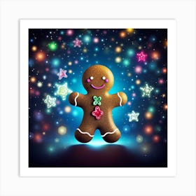 Christmas Gingerbread Man - Abstract Christmas Art Print