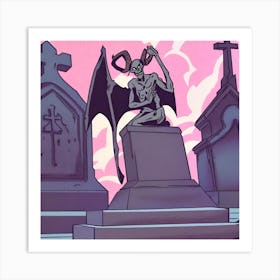 Demon On A Grave Art Print