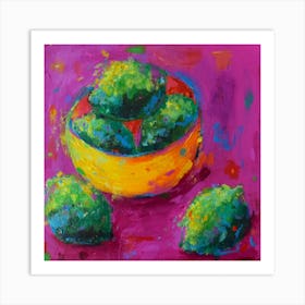 Limes In A Yellow Bowl Square Art Print