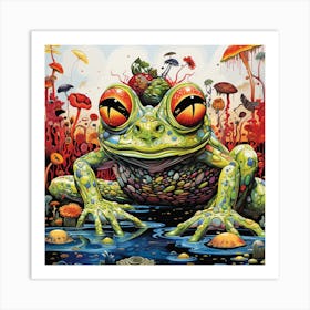 Frog trippy Art Print