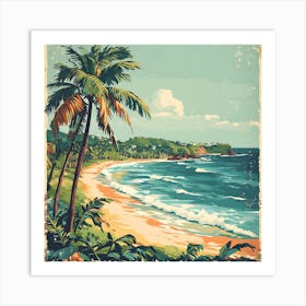 Tropical Beach And Palm Trees Art Print