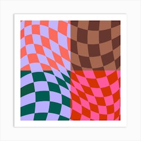 Warped Checker Quarter Square Art Print