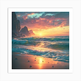 Sunset On The Beach 5 Art Print