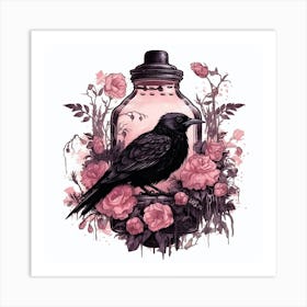 Crow In A Bottle Art Print