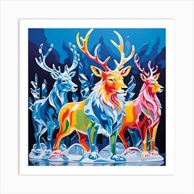 RAINOW DEER ICE SCULPTURE Art Print