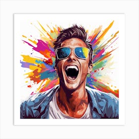 Colorful Man In Sunglasses Art Print