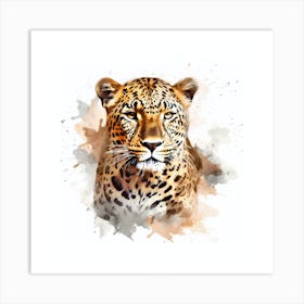 Leopard With Ink Splash Effect Art Print