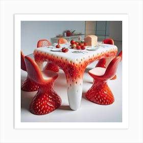 Strawberry Table And Chairs Art Print