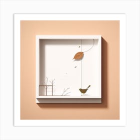 Birds and leaves and the window Art Print