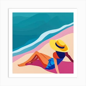 Woman Enjoying The Sun At The Beach 15 Art Print