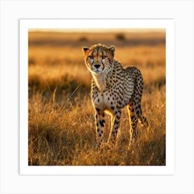 An Elegant Cheetah Gracefully Stalking Art Print