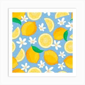 Lemons on Blue Art Print