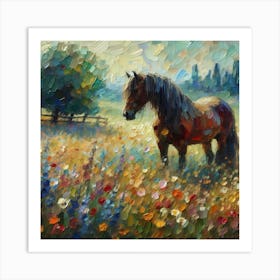 Horse with flower Art Print