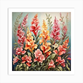 Flower Motif Painting Snapdragon Art Print 0 Art Print