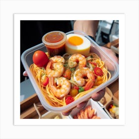 Shrimp Meal In A Plastic Container Art Print