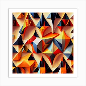 Abstract Geometric Pattern,Generative Brilliance: Abstract and Colorful Geometric Shapes Art Print