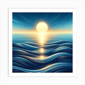 Ocean Waves At Sunset Art Print