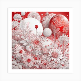 Red And White Flowers 1 Art Print