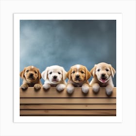 Puppies On A Fence 1 Art Print