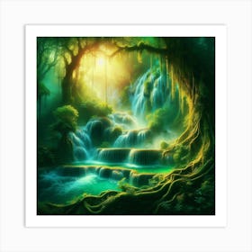 Waterfall In The Forest 24 Art Print