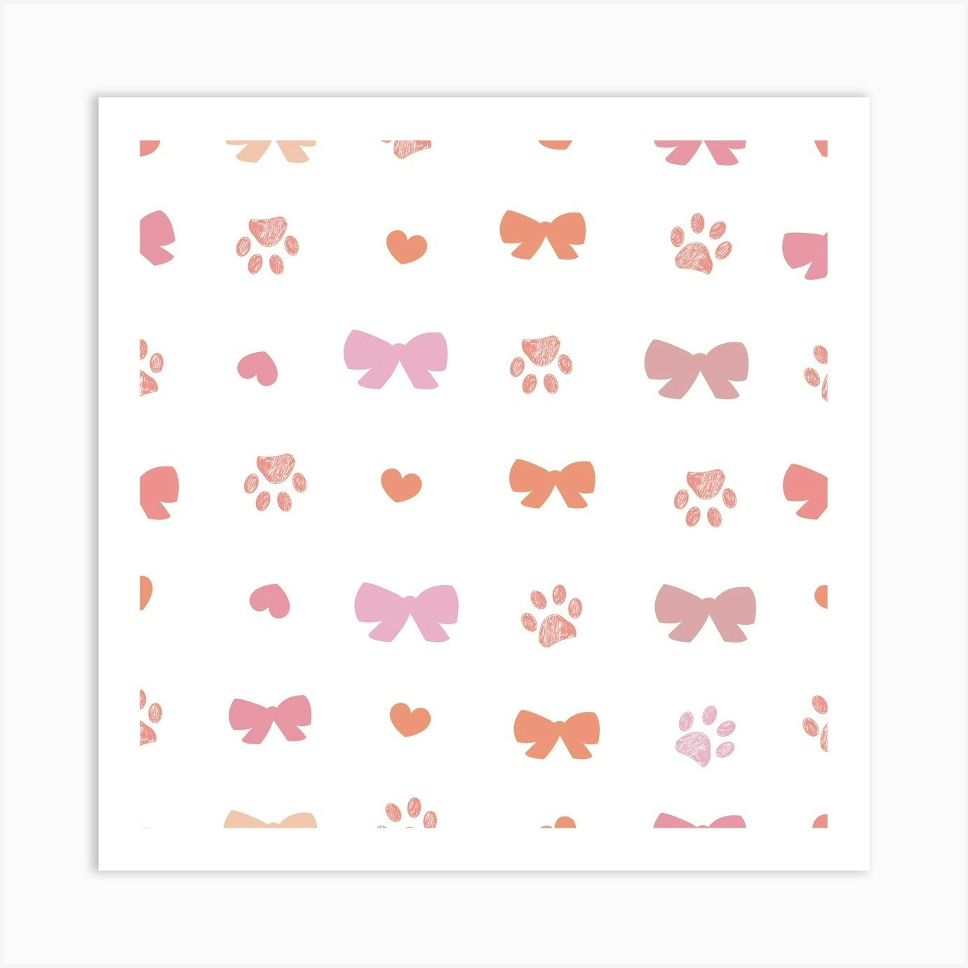 Bow Ties And Hearts Paw Prints Valentine S Day Design Art Print by Gulsen Gunel