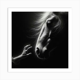 Horse And A Hand Art Print