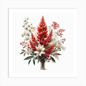 Red Flowers In A Vase Art Print