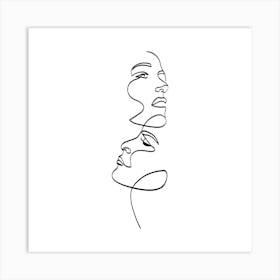 One Line Drawing Of A Woman'S Face Art Print Art Print