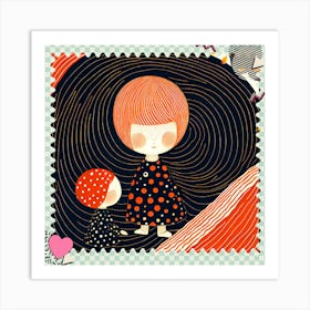 Little Girl In Polka Dot Dress Art Print