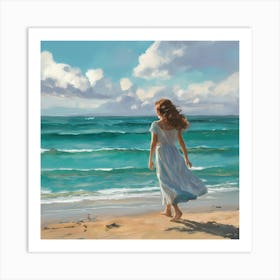 Girl At The Beach Art Print